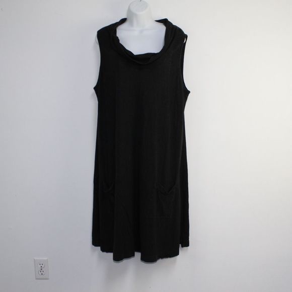 Eileen Fisher black slub knit two pocket dress XL - Picture 5 of 11